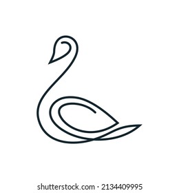 swan logo,goose or duck icon design vector and abstract luxury oneline outline style