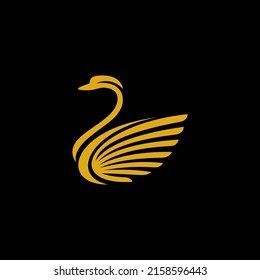 swan logo,goose or duck icon design vector in trendy and abstract luxury line outline style