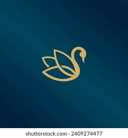 swan logo,goose or duck icon design vector in trendy and abstract luxury line outline style