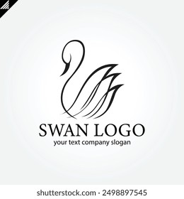 swan logo,goose or duck icon design vector in trendy and abstract luxury line outline style