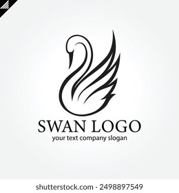 swan logo,goose or duck icon design vector in trendy and abstract luxury line outline style