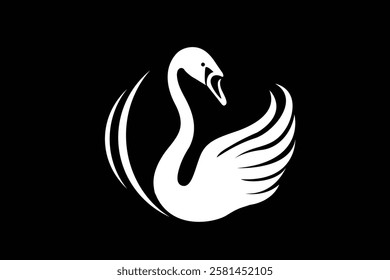 swan logo,goose or duck icon design vector in trendy and abstract line outline style