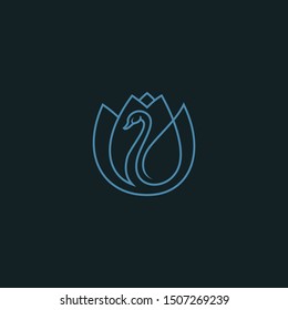 Swan and lotus luxury, Cosmetic and beauty logo design vector template
