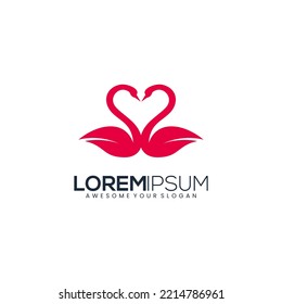 swan love with leaf simple logo template