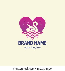 SWAN LOVE LOGO DESIGN VECTOR