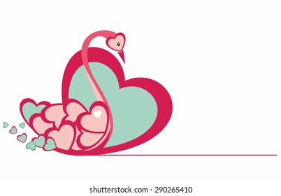 Swan, love, tenderness, heart, Valentine day, love day, Valentine, template, love, place for text