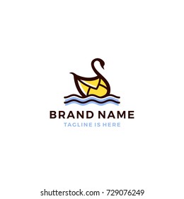 swan mail message logo template vector icon