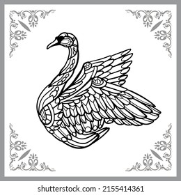 swan mandala arts. isolated on black background.