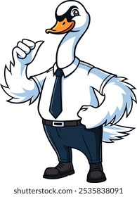 Swan Mascot como Trabajador de Cuello Blanco