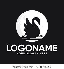 Swan Moon Premium Logo Design