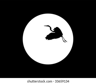 swan and a moon, vector illustration