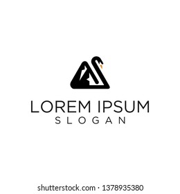 swan and mountain logo design