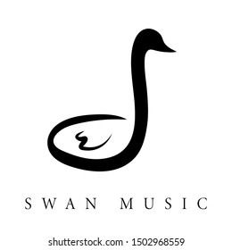 Swan music logo design concept vector illustration