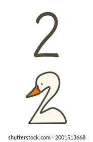 Swan and number 2 poster