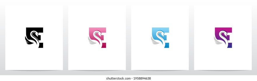 Swan On Letter Logo Design E