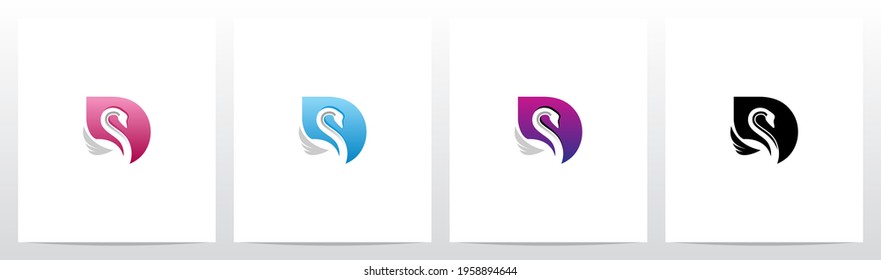 Swan On Letter Logo Design D