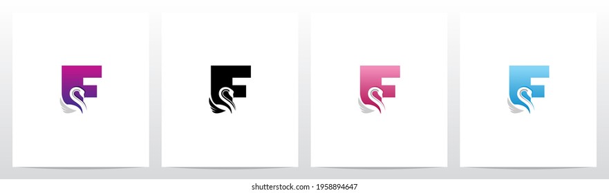 Swan On Letter Logo Design F