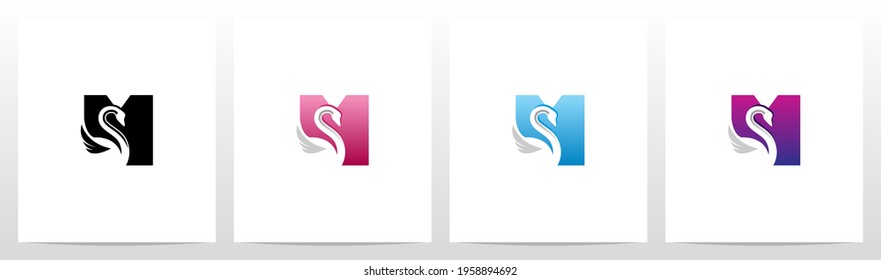 Swan On Letter Logo Design M