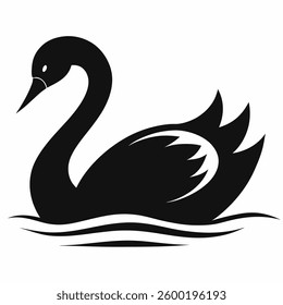 swan on water silhouette vector