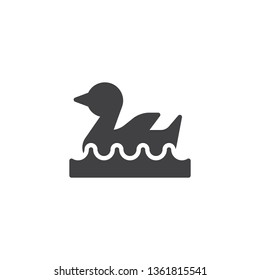 Swan on water vector icon. filled flat sign for mobile concept and web design. Swimming swan glyph icon. Symbol, logo illustration. Pixel perfect vector graphics