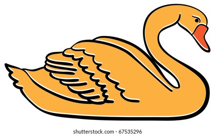 Swan on a white background