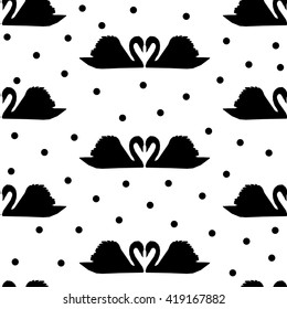 Swan on a white background pattern vector illustration, textile, print, fashion, fabric.
