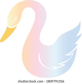 swan on white background in vector with gradient
