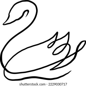 Swan one line vector illustration art