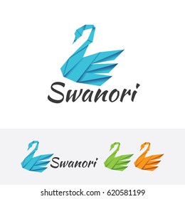 Swan origami logo design. Bird, Creative and Modern animal logo concept. Vector logo template