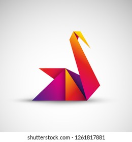 swan origami vector icon