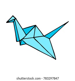 Swan origami vector illustration. Doodle style. Design, print, decor, textile, paper