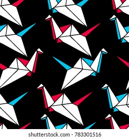 Swan origami vector illustration. Doodle style. Design, print, decor, textile, paper