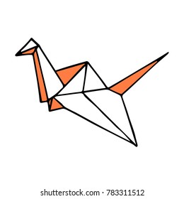 Swan origami vector illustration. Doodle style. Design, print, decor, textile, paper