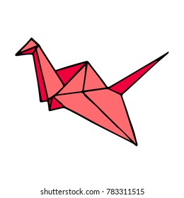 Swan origami vector illustration. Doodle style. Design, print, decor, textile, paper