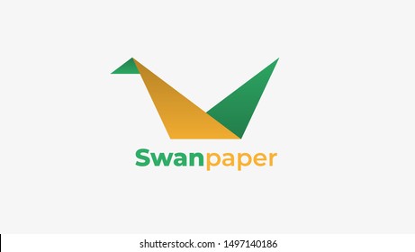 Swan Paper Origami Logo Vector 