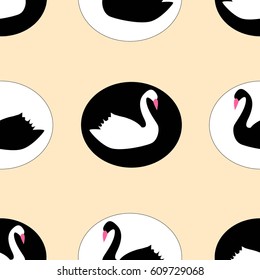 swan pattern black and white seamless pattern vector illustration