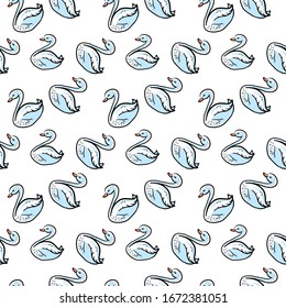 Swan pattern, illustration, vector on white background.