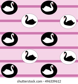 swan pattern line background black swan white swan vector illustration