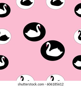 swan pattern pink background vector illustration