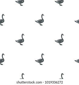 Swan pattern. Seamless background illustration with wild animal symbols, elements. Monochrome silhouette design. Stock vector seamless pattern isolated on white.