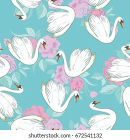 Swan pattern, vector illustration