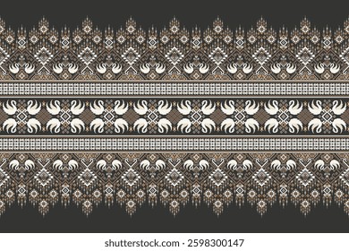 Swan pattern,geometric ethnic oriental pattern,vector illustration,swans floral embroidery,Aztec style,abstract background,Thai pattern.design for texture,fabric,clothing,decoration,print,sarong.