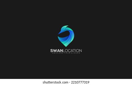 Swan pin elegant gradient logo Design Template