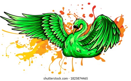 swan in a pond vector illustration design