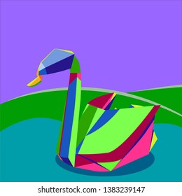 swan pop art color vector