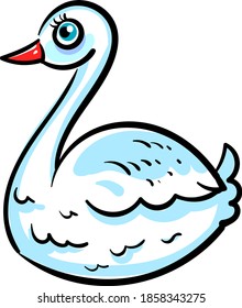 Swan with pretty eyelashes, illustration, vector on white background