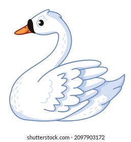 Swan with pretty eyelashes, illustration, vector on white background