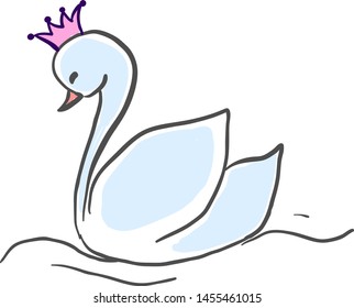 Swan princess, illustration, vector on white background.