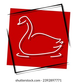 swan red banner in frame. Vector illustration.