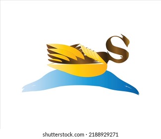Swan with S letter logo icon element